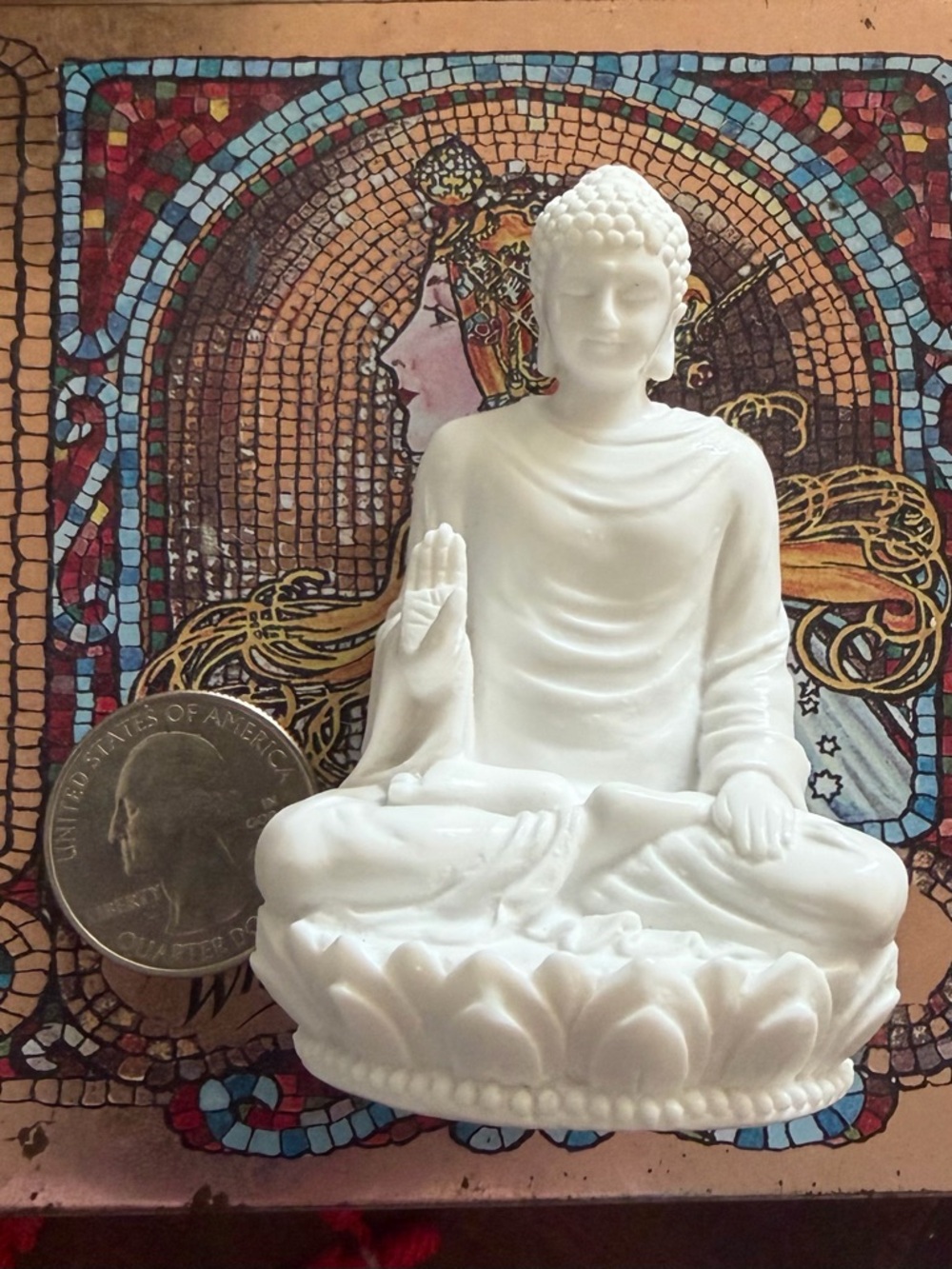 White Ceramic Seated Lotus Figurine